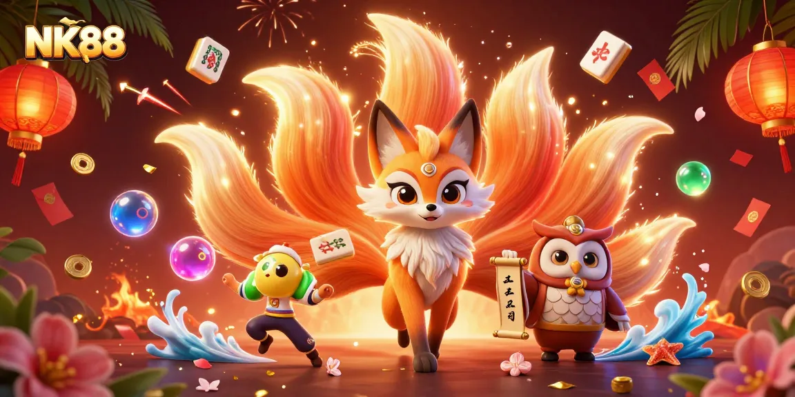 Experience vibrant gameplay at NK88, where the mystical nine-tailed fox and wise owl invite you to join the fun.