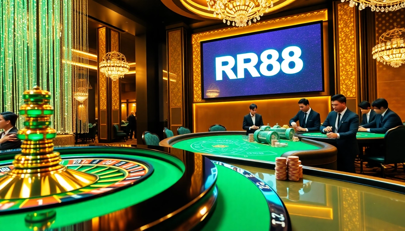Experience the thrill of RR88 with glamorous casino tables and exciting gameplay.