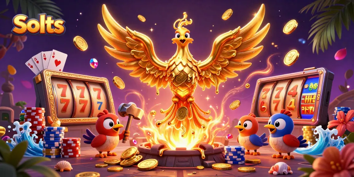 Spin winning Slots with golden phoenix and vibrant casino elements in a dynamic scene.