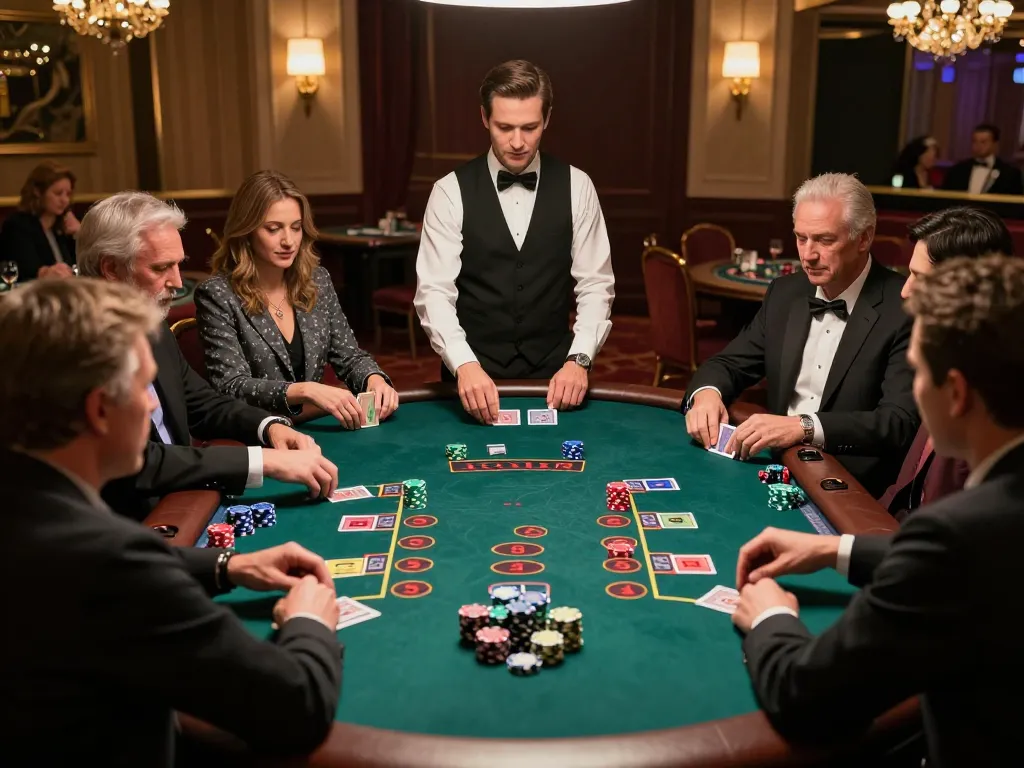 Players engaging in a thrilling game of blackjack at F8BET casino, showcasing strategy and excitement.
