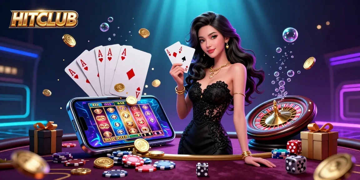 Experience thrilling gameplay at HITCLUB with vibrant slot machines and elegant casino elements.