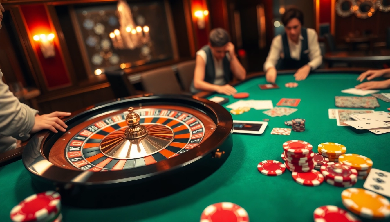 Engaging scene of sg online casino gaming with vibrant roulette and chips in a luxurious setting.