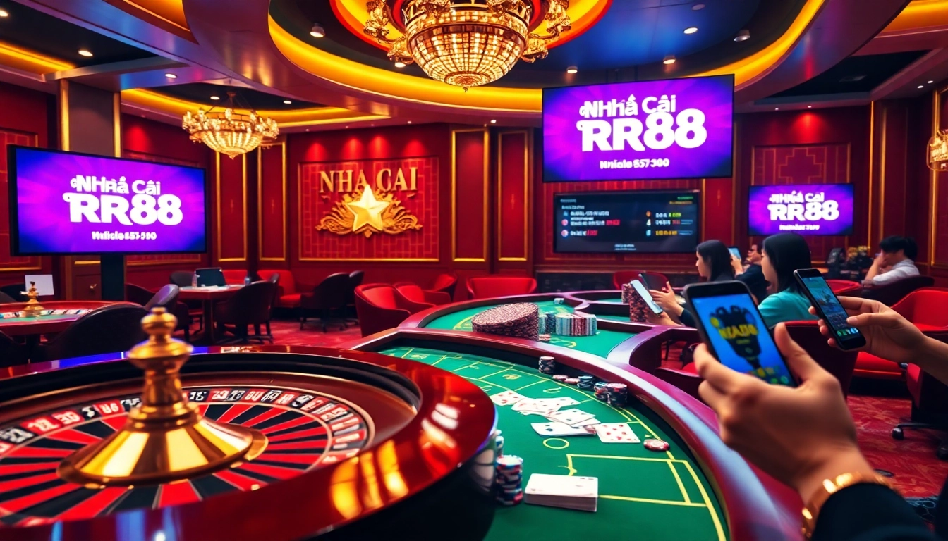 Experience the thrill of betting at Nhà Cái RR88 with dynamic casino games and vibrant design elements.