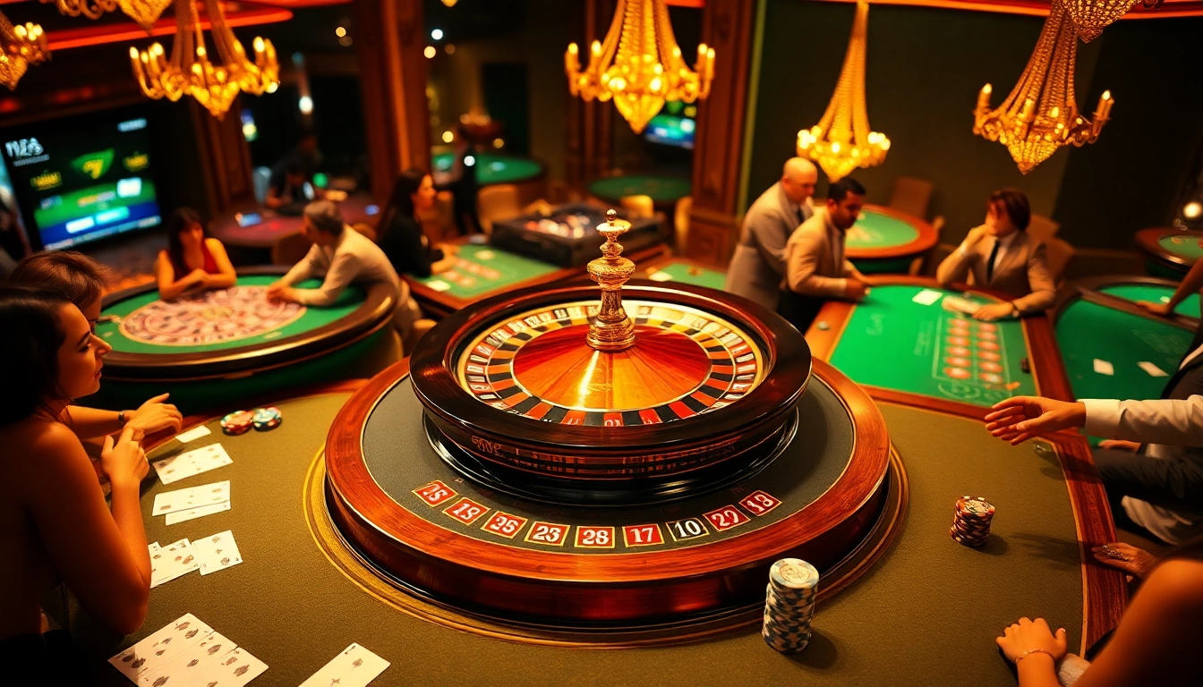 The ambiance of 789f best casino games creating excitement at a roulette table with players engaged.