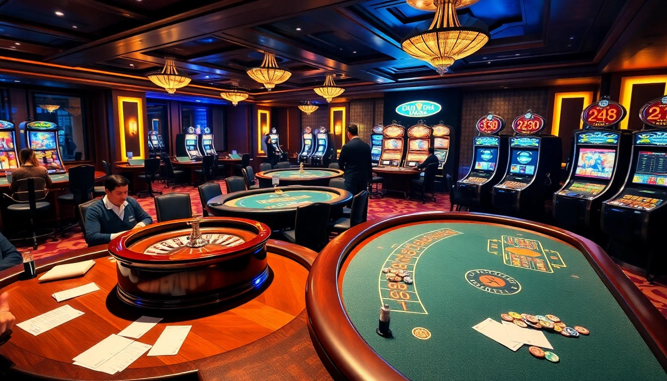 Experience the thrills of nhà cái cá cược s8 in a vibrant casino setting with spinning roulette wheels and engaged players.