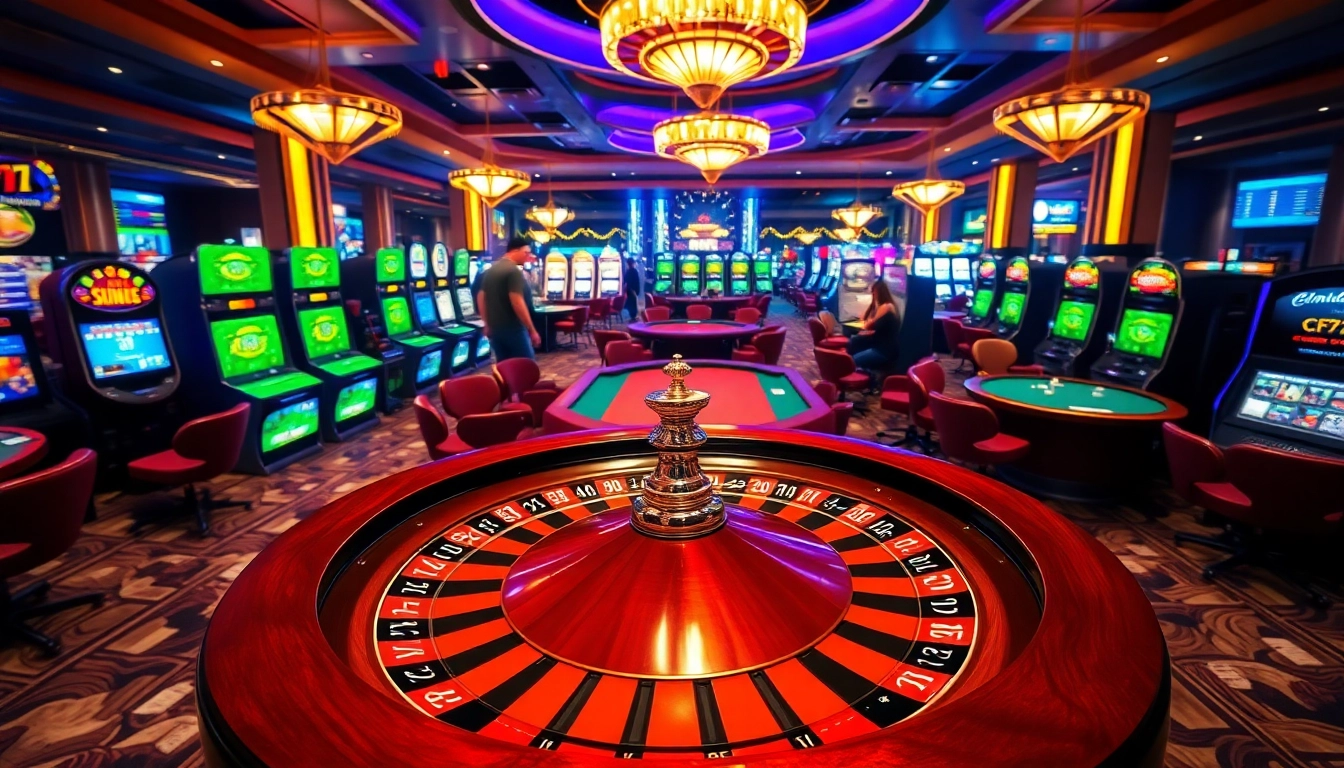 CF789 players engaging with exciting casino games, showcasing poker chips and a roulette table.