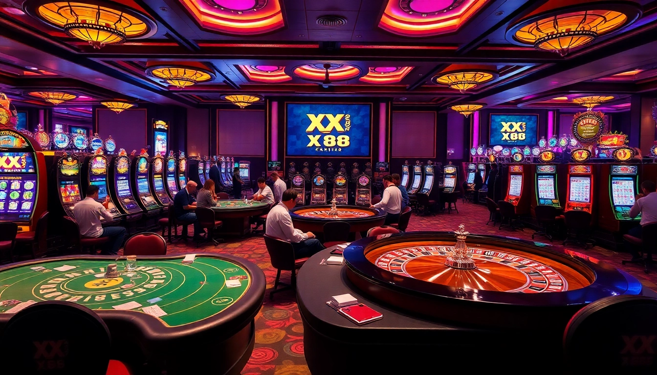 Players enjoying various casino games and sports betting at XX 88, showcasing excitement and luxury.