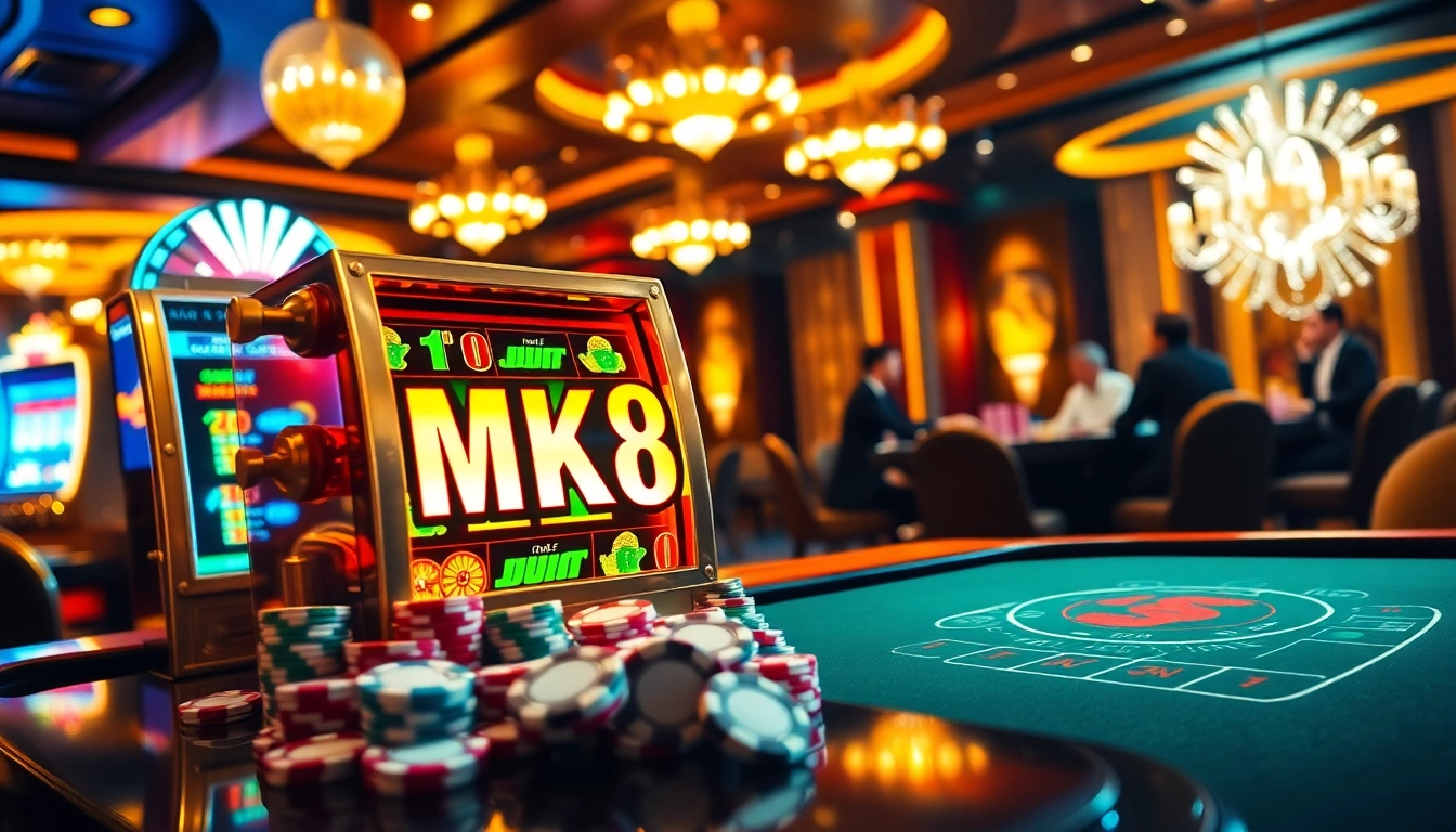 Experience the excitement of MK8 slot machines amidst a lively casino atmosphere.