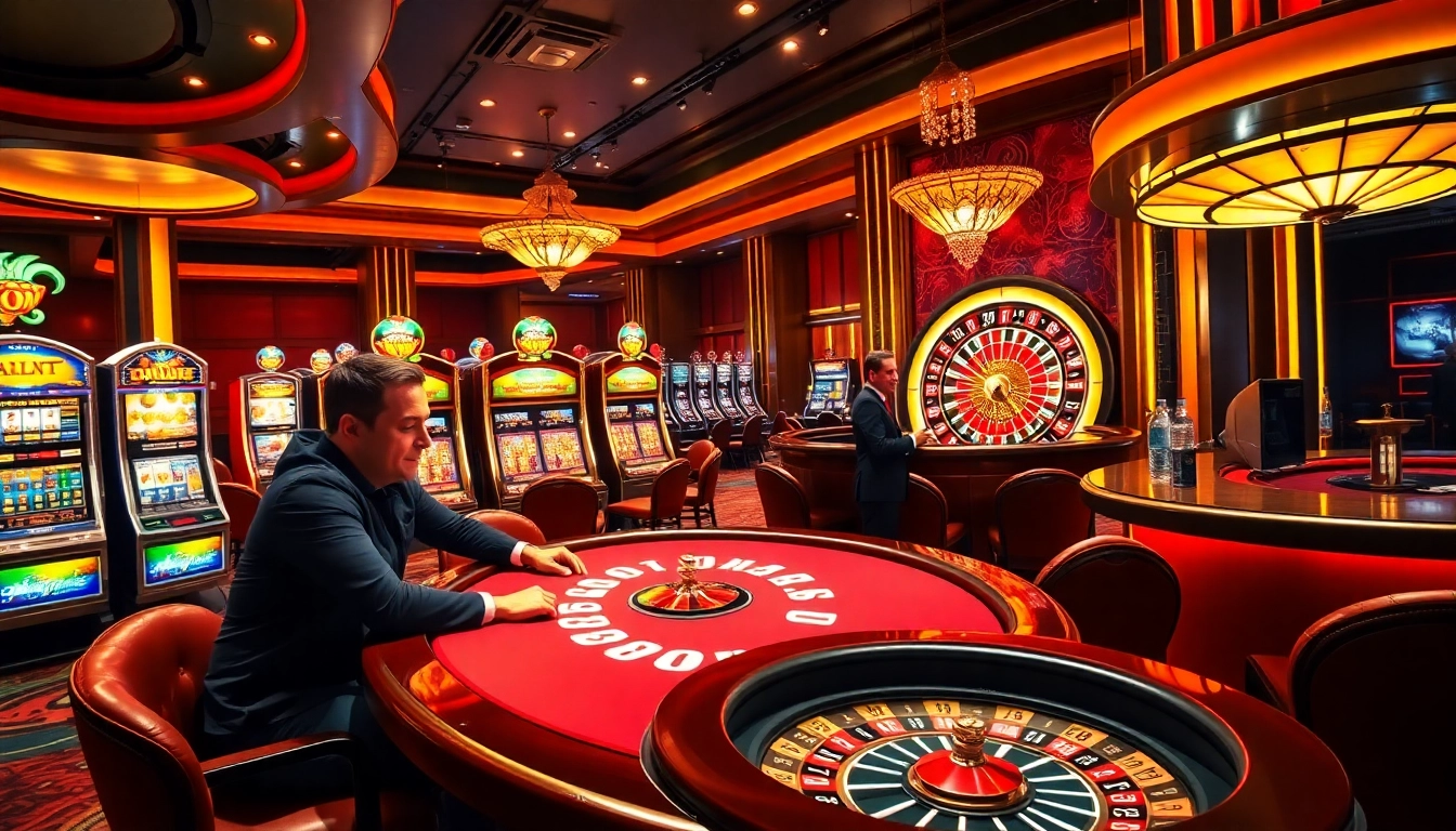 Experience the thrill of game JL55 with engaging poker and dynamic slot machines in a luxurious casino setting.