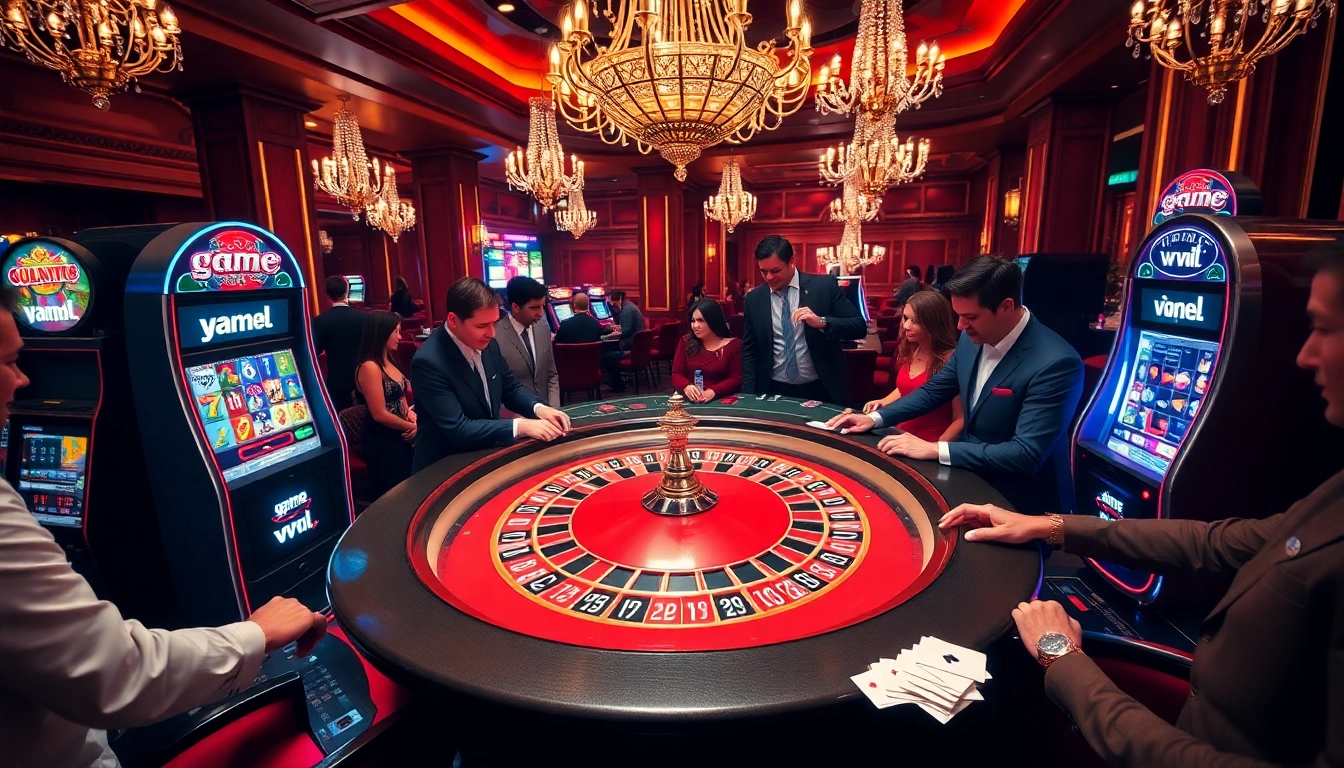 Experience the thrill of game vvjl at a luxurious casino table with players placing bets.