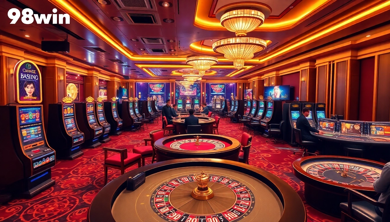 Experience the excitement of online gambling at trang chu 98win with vibrant casino visuals and interactive gaming experiences.