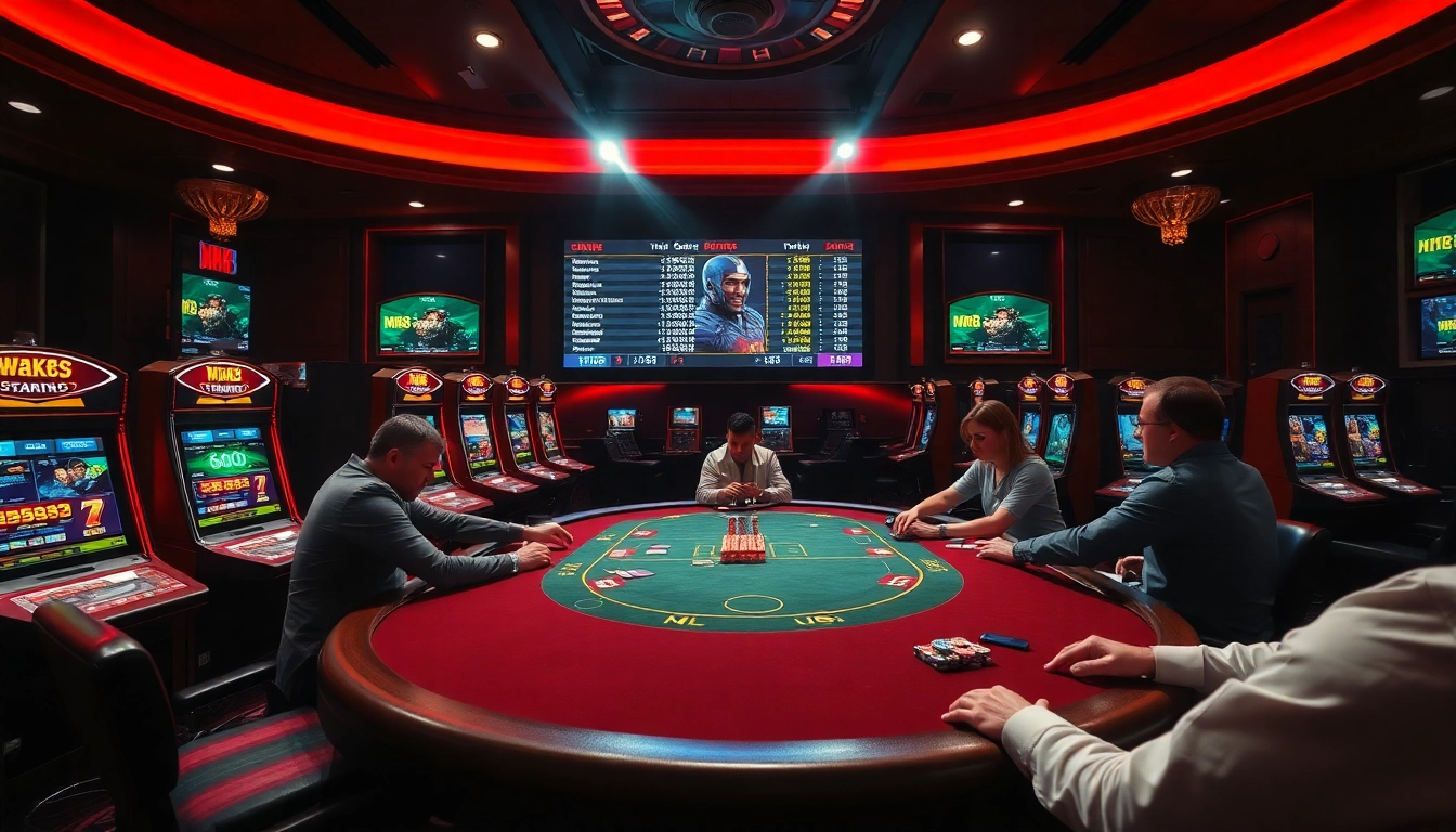 Players enjoying a vibrant MK8 casino experience with exciting gambling action.