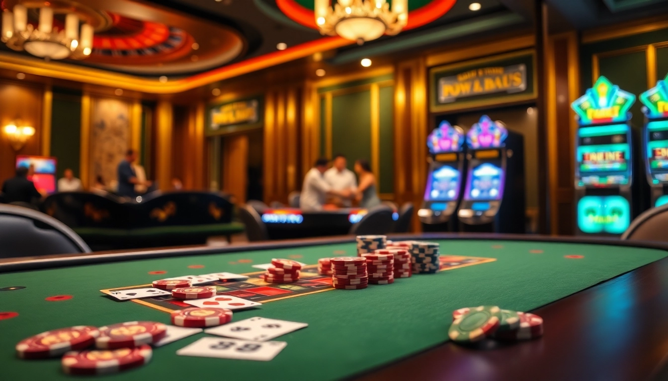 Engage with the excitement of LC 88 at a luxurious casino table featuring a rich display of poker chips and cards.