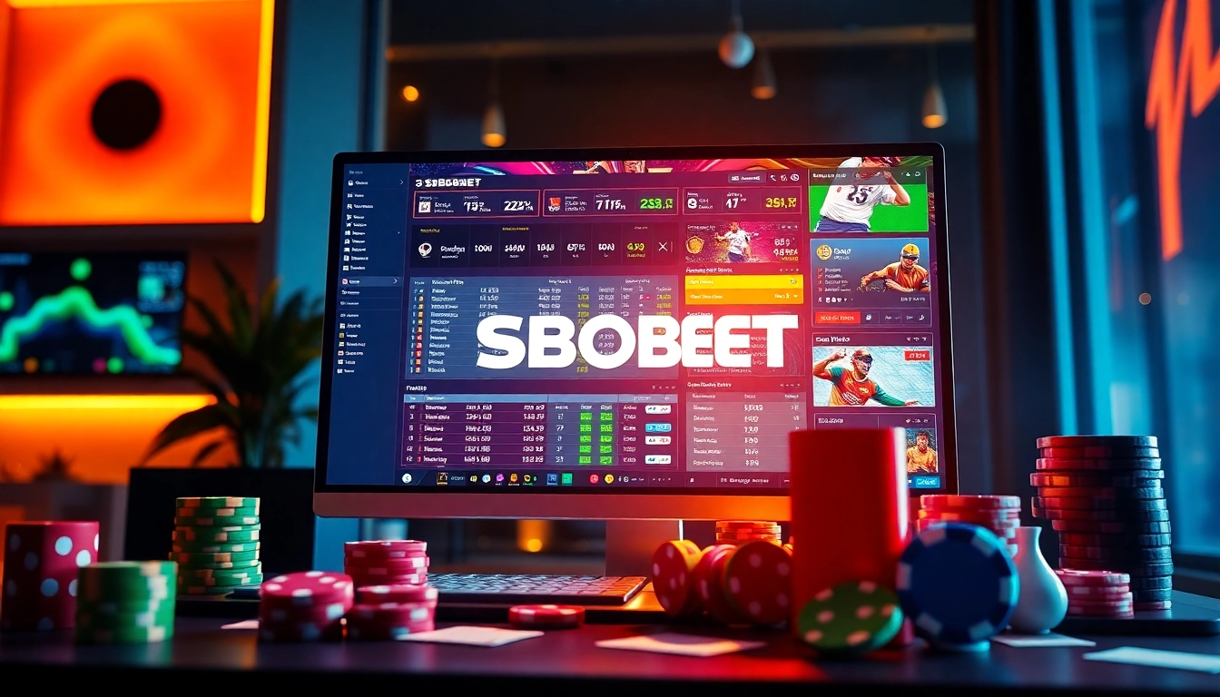 Experience thrilling betting excitement with SBOBET's online platform showcasing vibrant odds and betting options.