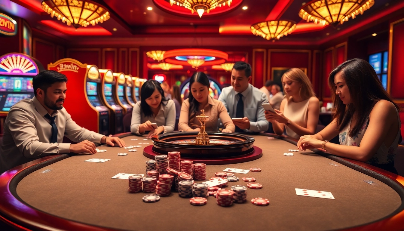 Experience the thrill of gaming at 23win with vibrant casino tables and engaging players.