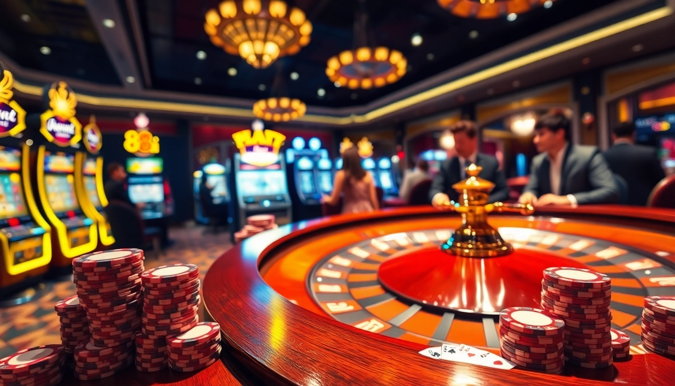 Experience the thrill of 88i casino gaming with vibrant roulette tables and excited players.