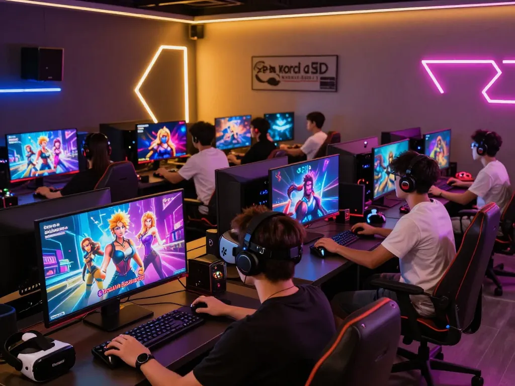 players enjoying diverse adult games in an engaging gaming lounge setting