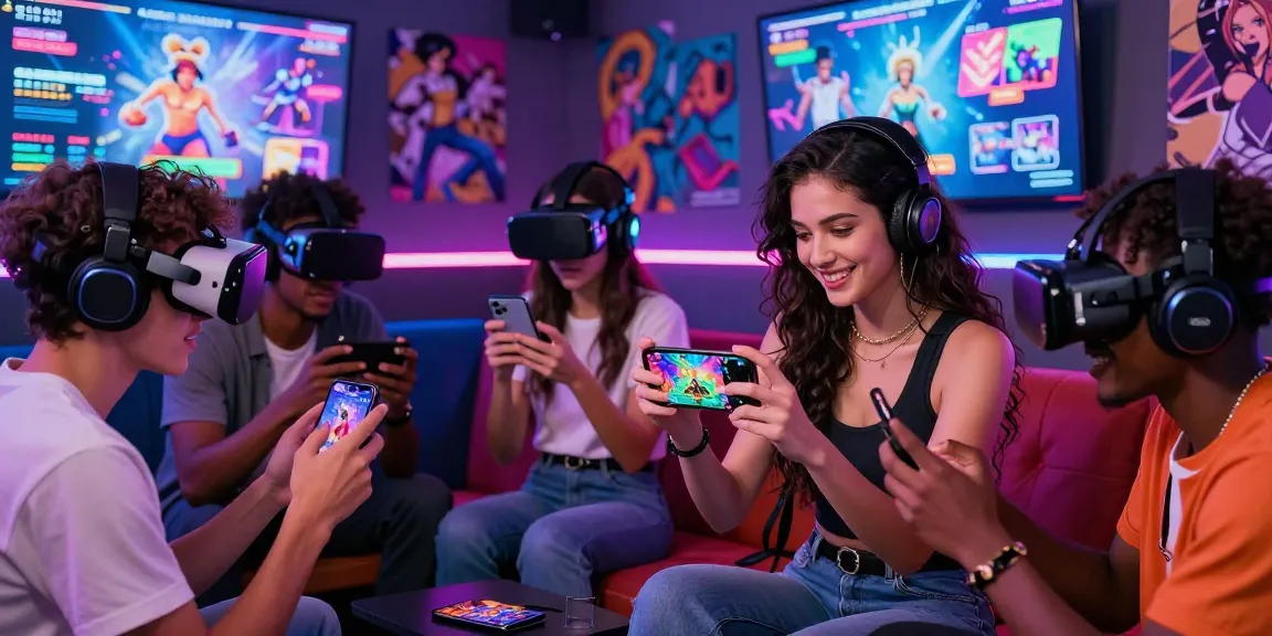 Mobile hentai games showcased in a vibrant gaming lounge, featuring diverse characters and interactive gameplay.